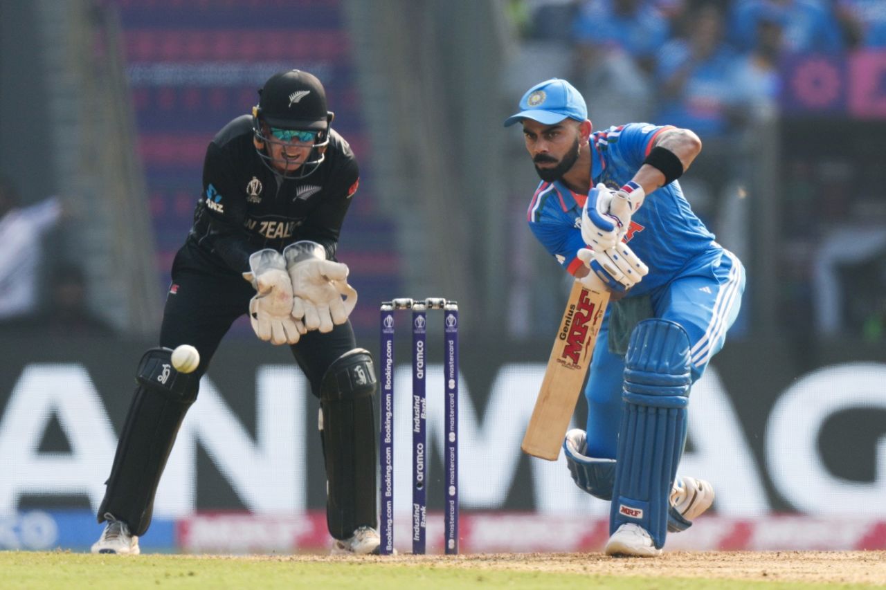 Virat Kohli rotated the strike well against spin, India vs New Zealand, ICC Men's World Cup 2023, 1st semi-final, Mumbai, November 15, 2023