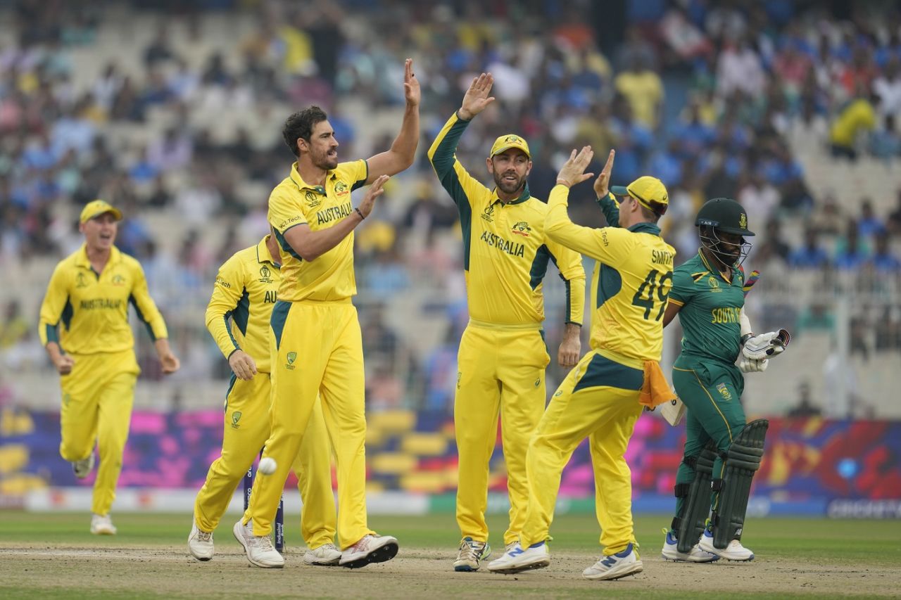 It took Mitchell Starc all of six balls to strike in the second semi-final, Australia vs South Africa, Men's ODI World Cup, 2nd semi-final, Kolkata, November 16, 2023