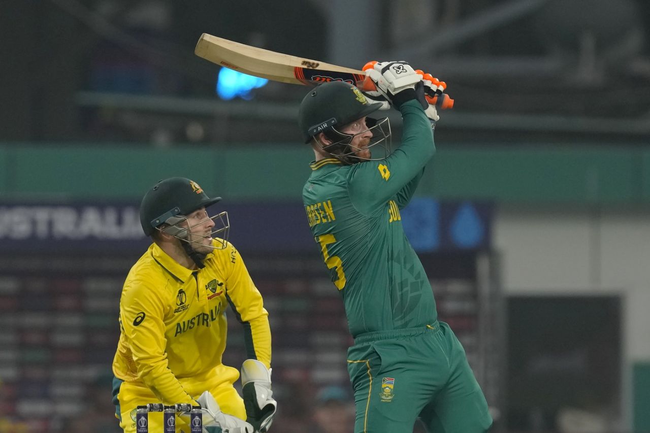 Heinrich Klaasen brought out his trademark pull against Adam Zampa's legspin, Australia vs South Africa, Men's ODI World Cup, 2nd semi-final, Kolkata, November 16, 2023