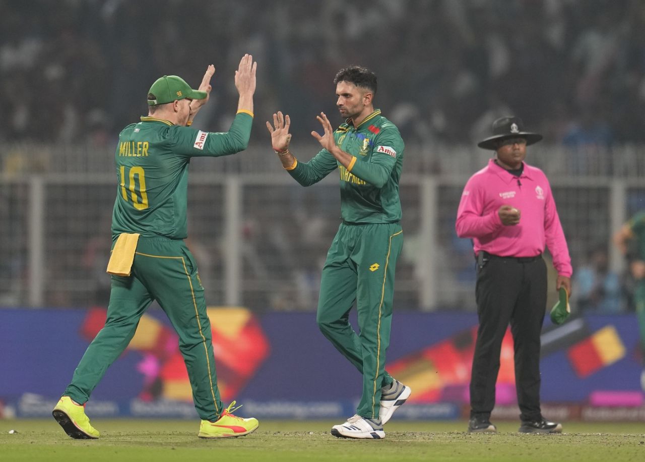 Keshav Maharaj struck first ball of his spell too, Australia vs South Africa, Men's ODI World Cup, 2nd semi-final, Kolkata, November 16, 2023