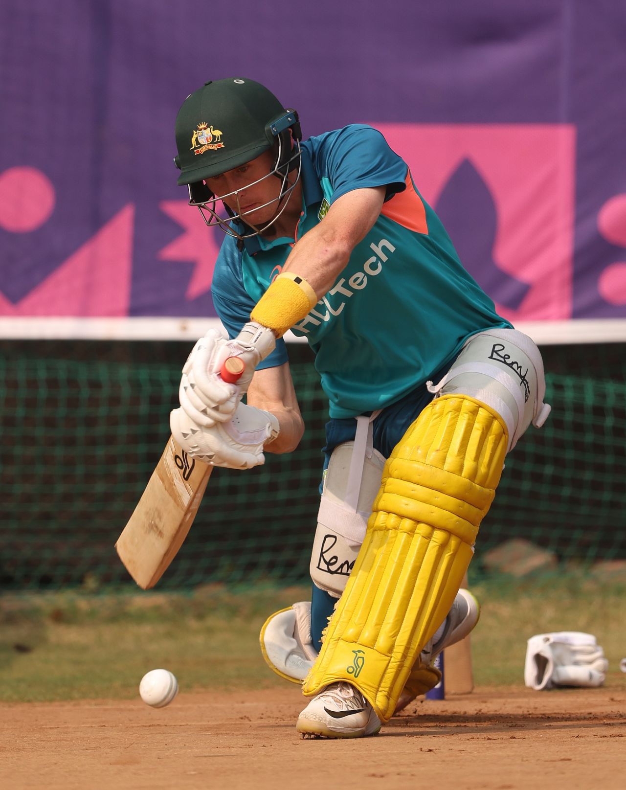 Marnus Labuschagne works on his sweep, Ahmedabad, November 18, 2023