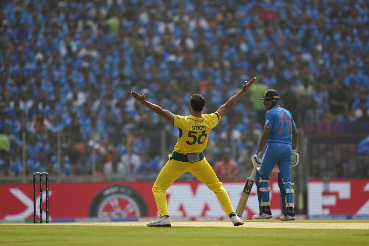Mitchell Starc had an lbw appeal turned down first ball, India vs Australia, World Cup final, Ahmedabad, November 19, 2023