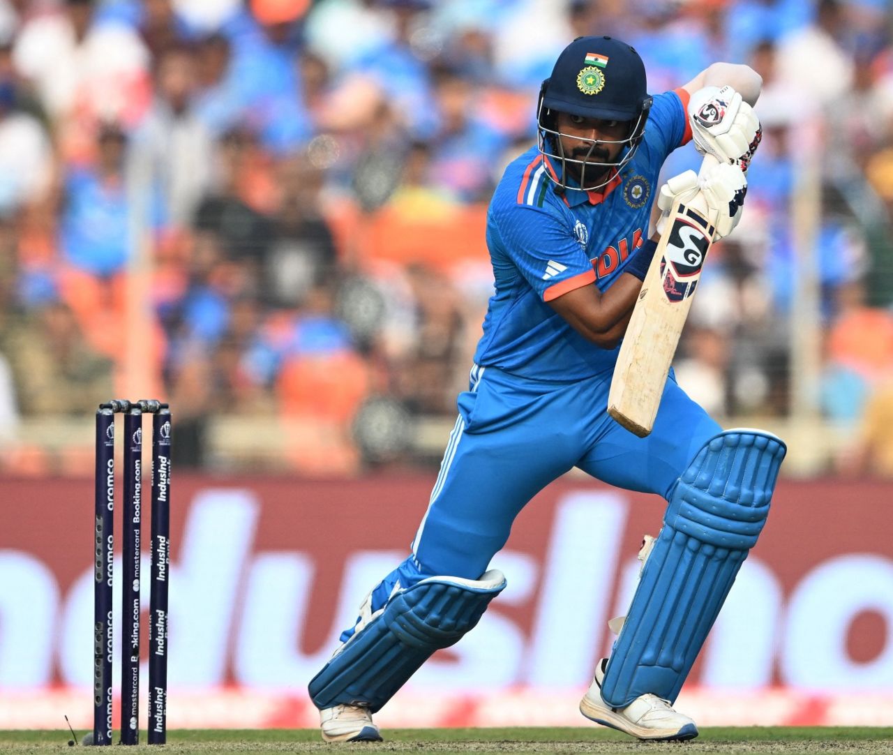 KL Rahul brought up his fifty off 86 balls, India vs Australia, World Cup final, Ahmedabad, November 19, 2023