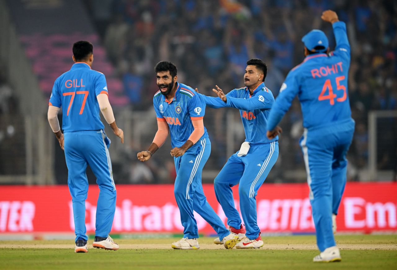 Jasprit Bumrah nicked off Mitchell Marsh with a short and wide ball, India vs Australia, Men's ODI World Cup final, Ahmedabad, November 19, 2023