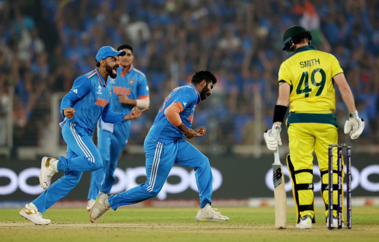 Jasprit Bumrah pinned Steven Smith lbw, India vs Australia, Men's ODI World Cup final, Ahmedabad, November 19, 2023