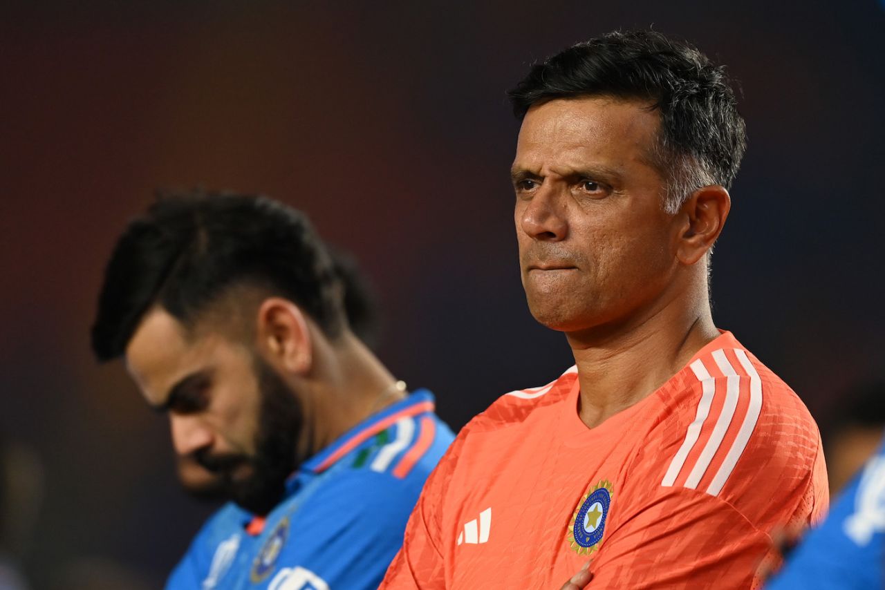 Rahul Dravid and Virat Kohli at the presentation ceremony, India vs Australia, Men's ODI World Cup final, Ahmedabad, November 19, 2023