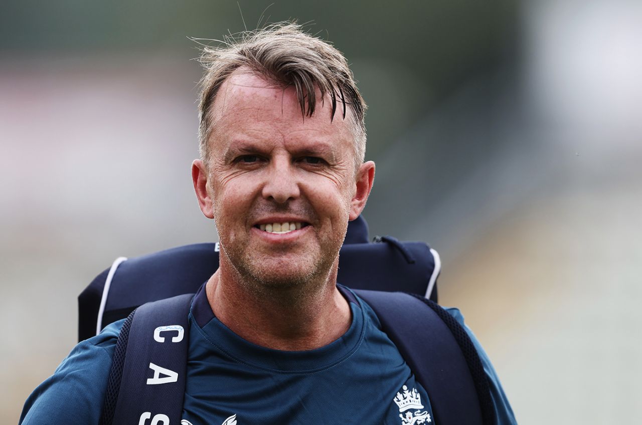 England spin-bowling consultant Graeme Swann smiles, England Under-19 vs Australia Under-19, 1st Youth Test, Worcester, September 8, 2023