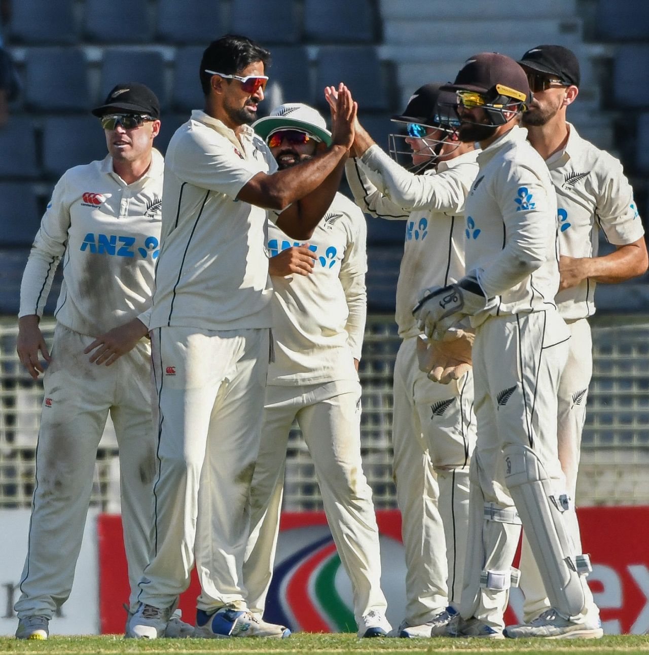 Ish Sodhi celebrates after getting Mahmudul Hasan Joy caught at slip, Bangladesh vs New Zealand, 1st Test, first day, Sylhet, November 28, 2023
