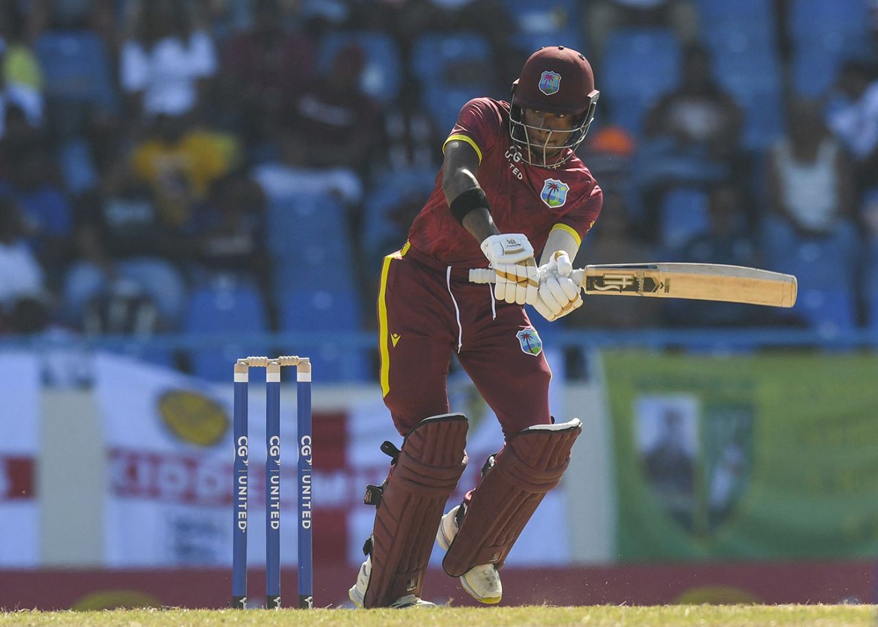 Alick Athanaze made a bright start in West Indies' run chase, West Indies vs England, 1st ODI, Antigua, December 3, 2023