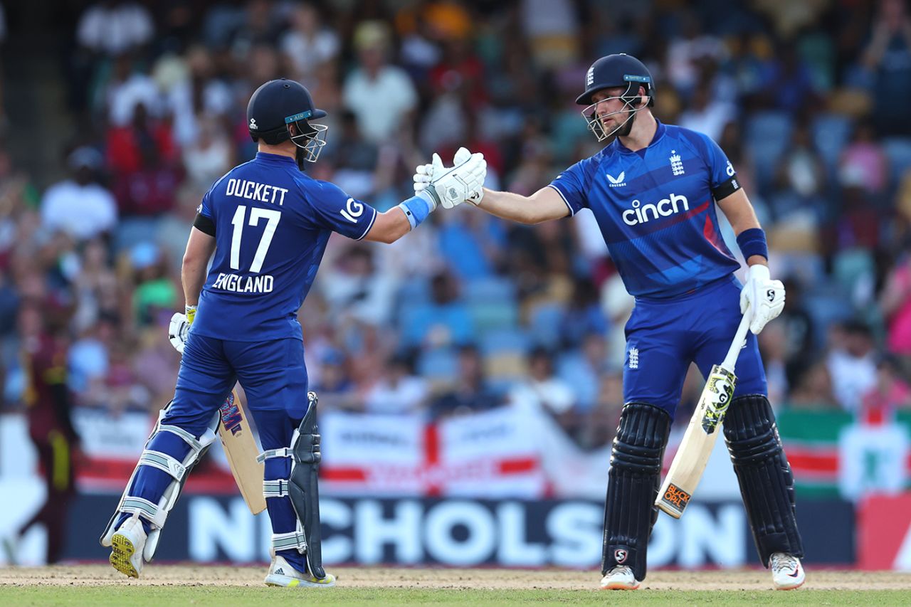 Ben Duckett and Liam Livingstone put on an 88-run stand, West Indies vs England, 3rd ODI, Barbados, December 9, 2023
