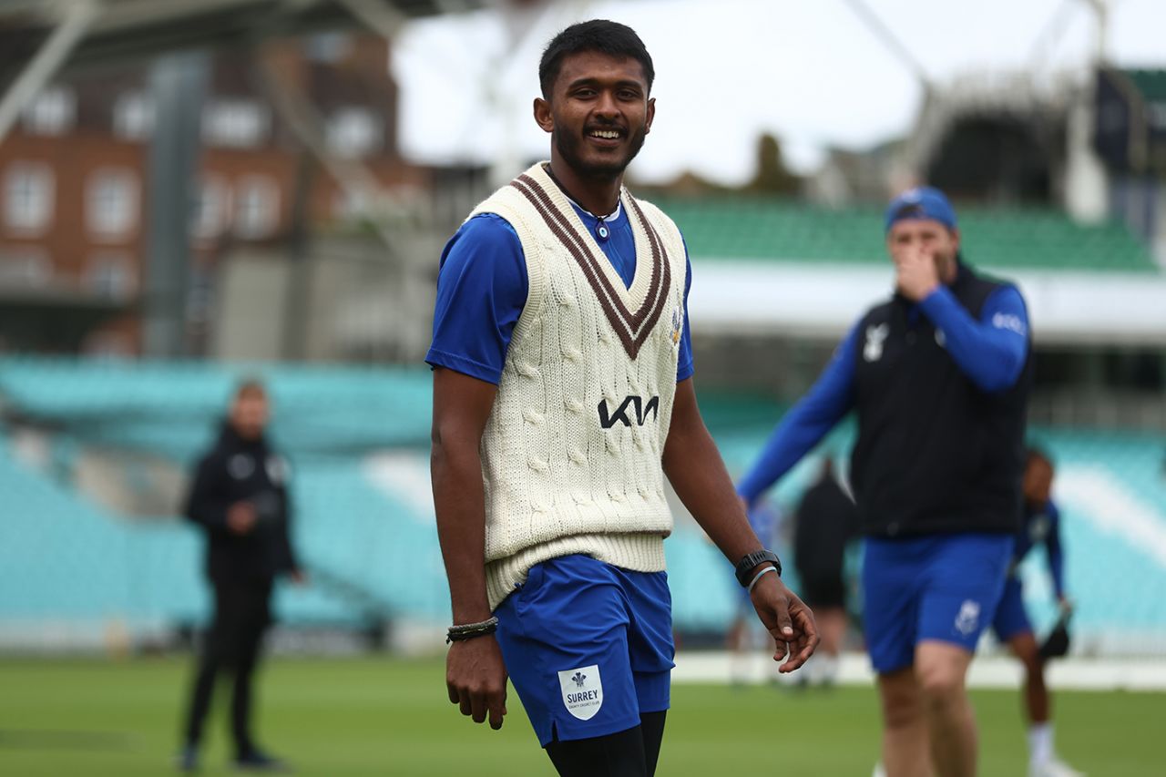 Sai Sudharsan smiles, Surrey vs Northamptonshire, County Championship Division 1, The Oval, September 19, 2023