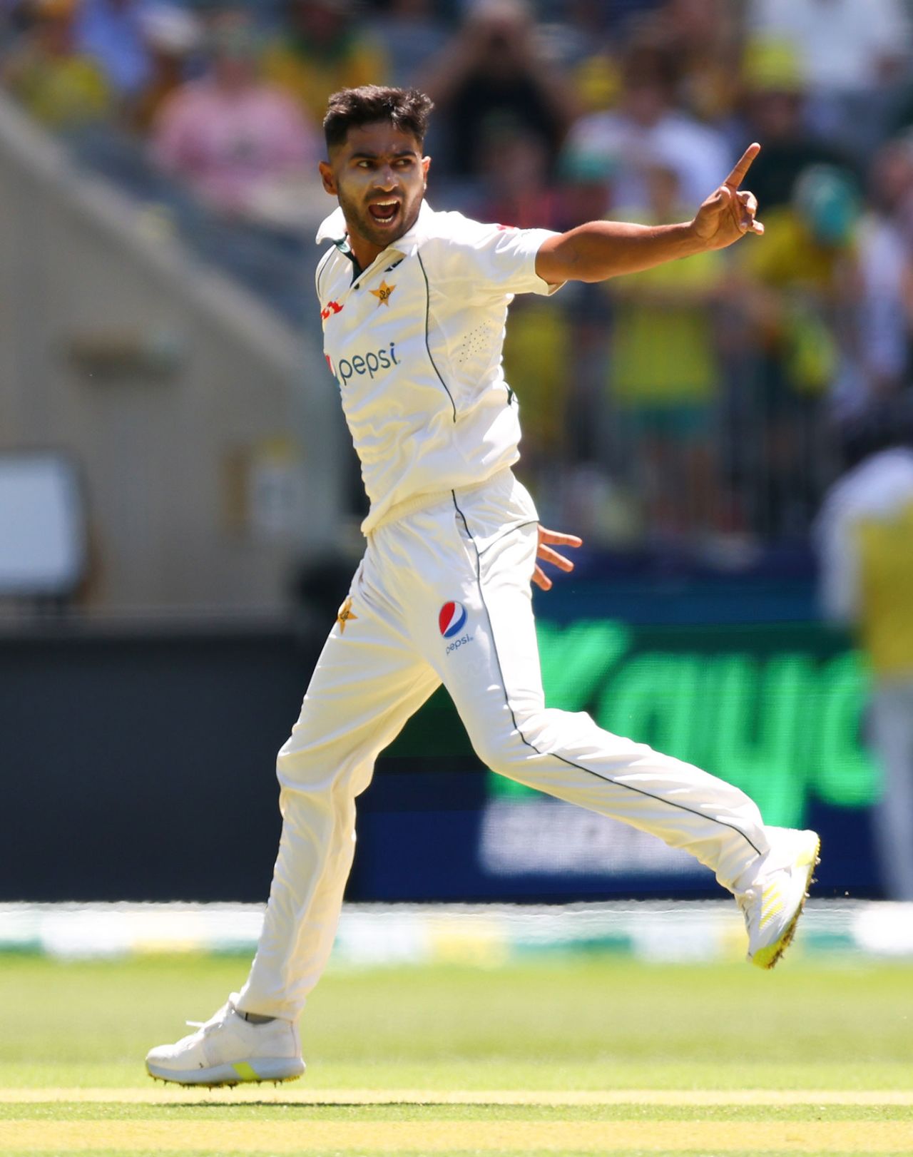 Khurram Shahzad lets out an early appeal, Australia vs Pakistan, 1st Test, Optus Stadium, December 14, 2023