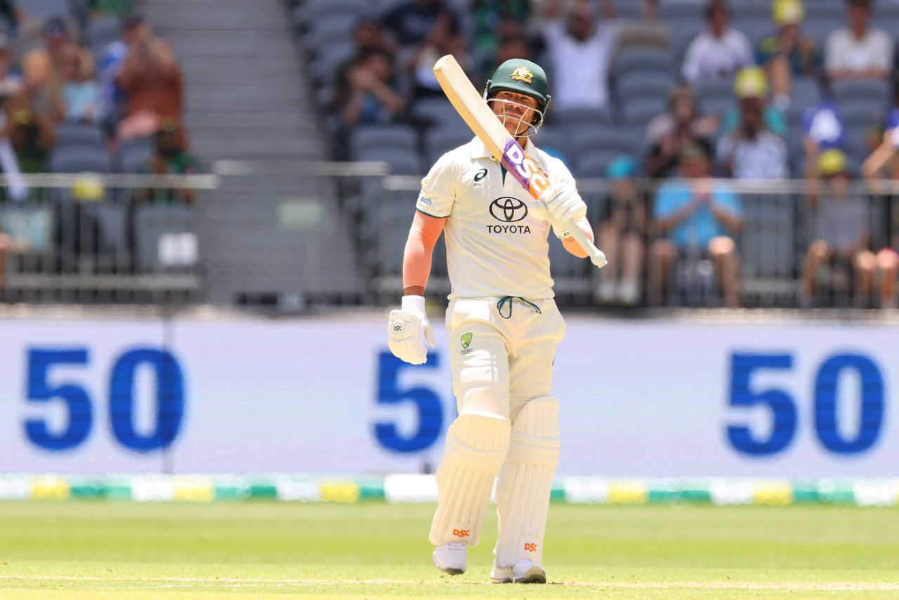 David Warner scored a 50 off 41 balls, Australia vs Pakistan, 1st Test, Optus Stadium, Perth, 1st day, December 14, 2023
