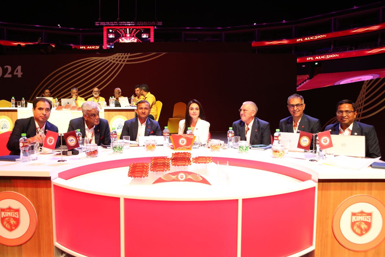 The Punjab Kings table at the IPL 2024 auction, Dubai, December 19, 2023