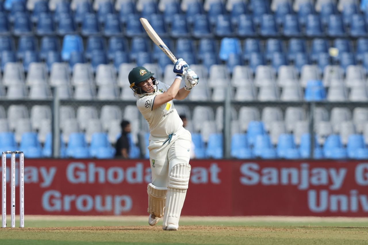 Alyssa Healy whacks one over long-on for six, India vs Australia, Only Test, Wankhede Stadium, Mumbai, 1st day, December 21, 2023
