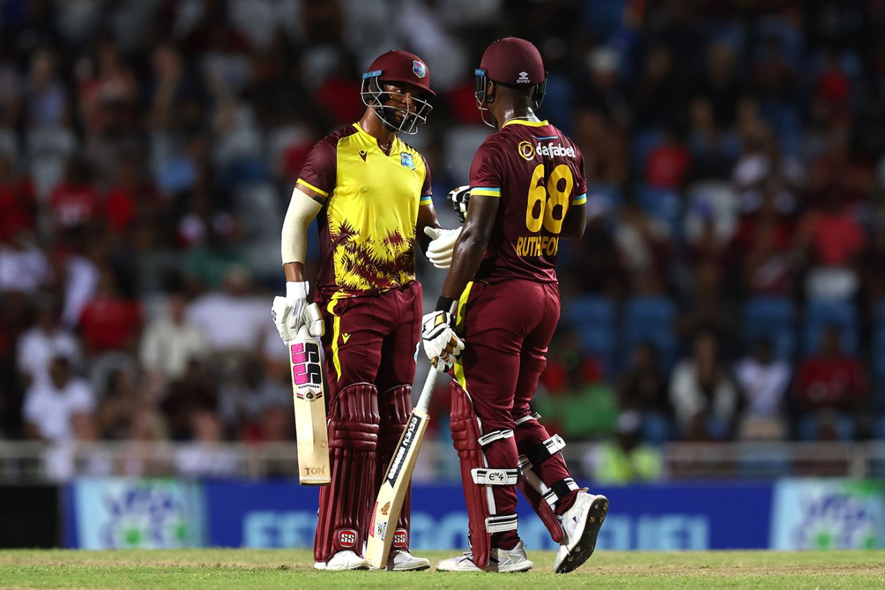 Shai Hope and Sherfane Rutherford put on a vital stand, West Indies vs England, 5th men's T20I, Brian Lara Cricket Academy, Tarouba, Trinidad, December 21, 2023