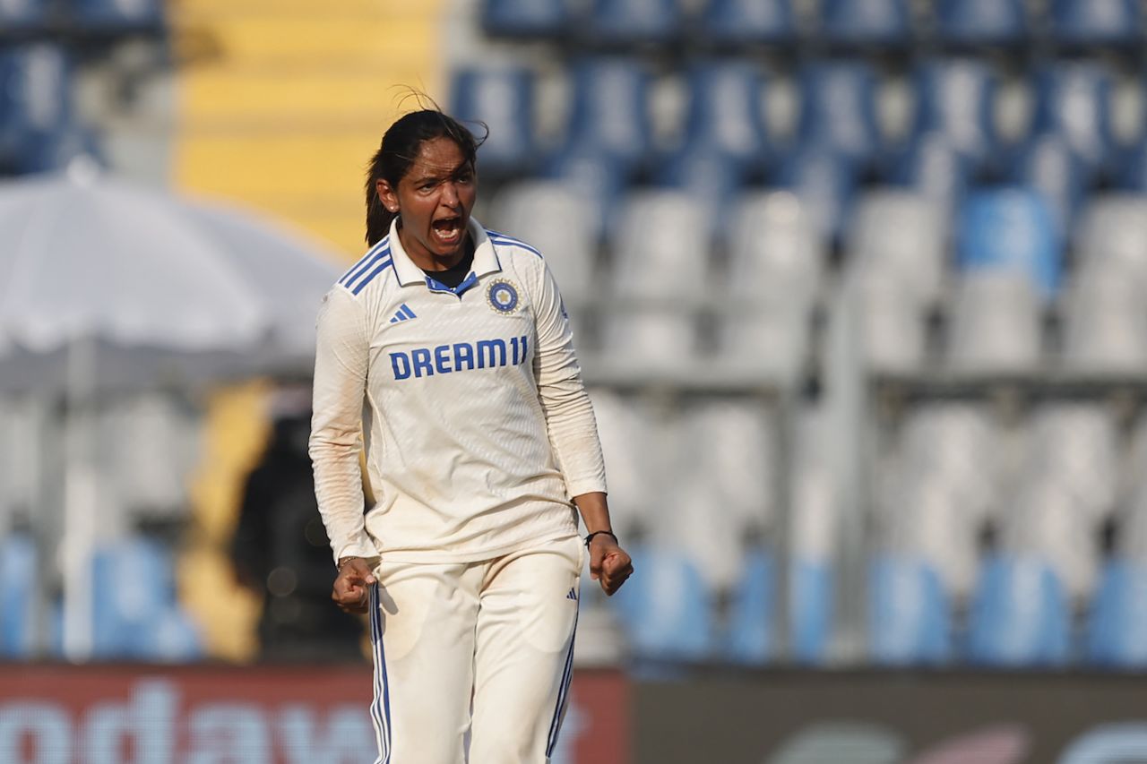 Harmanpreet Kaur is pumped after getting rid of Alyssa Healy, India Women vs Australia Women, Only Test, Mumbai, 3rd day, December 23, 2023