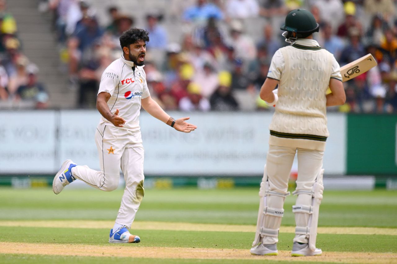 Aamer Jamal had Marnus Labuschagne caught at slip, Australia vs Pakistan, 2nd Test, day two, MCG, December 27, 2023