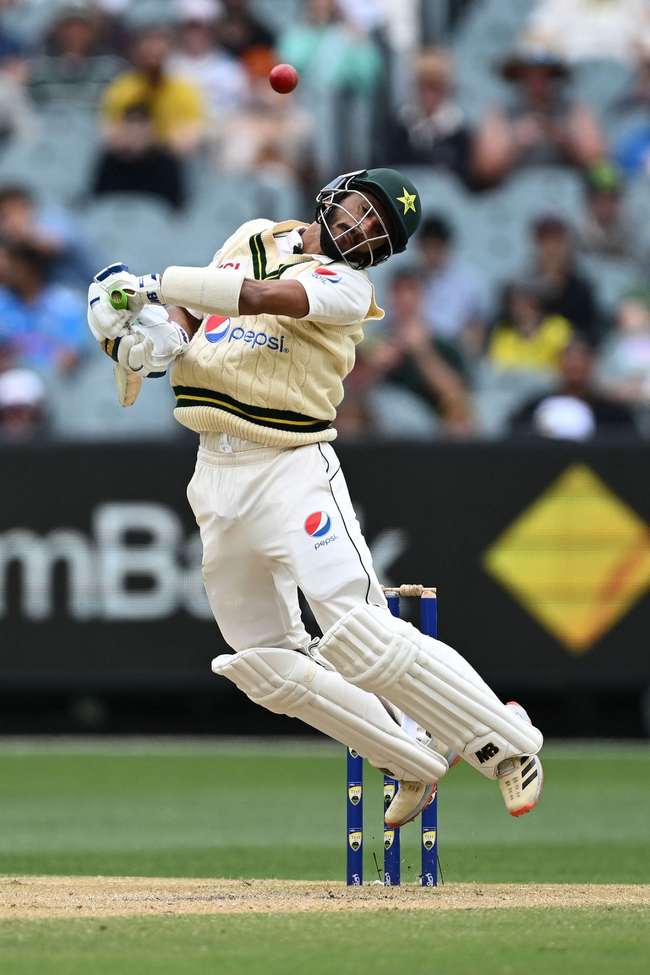 Hasan Ali evades a short ball, Australia vs Pakistan, 2nd Test, MCG, December 28, 2023