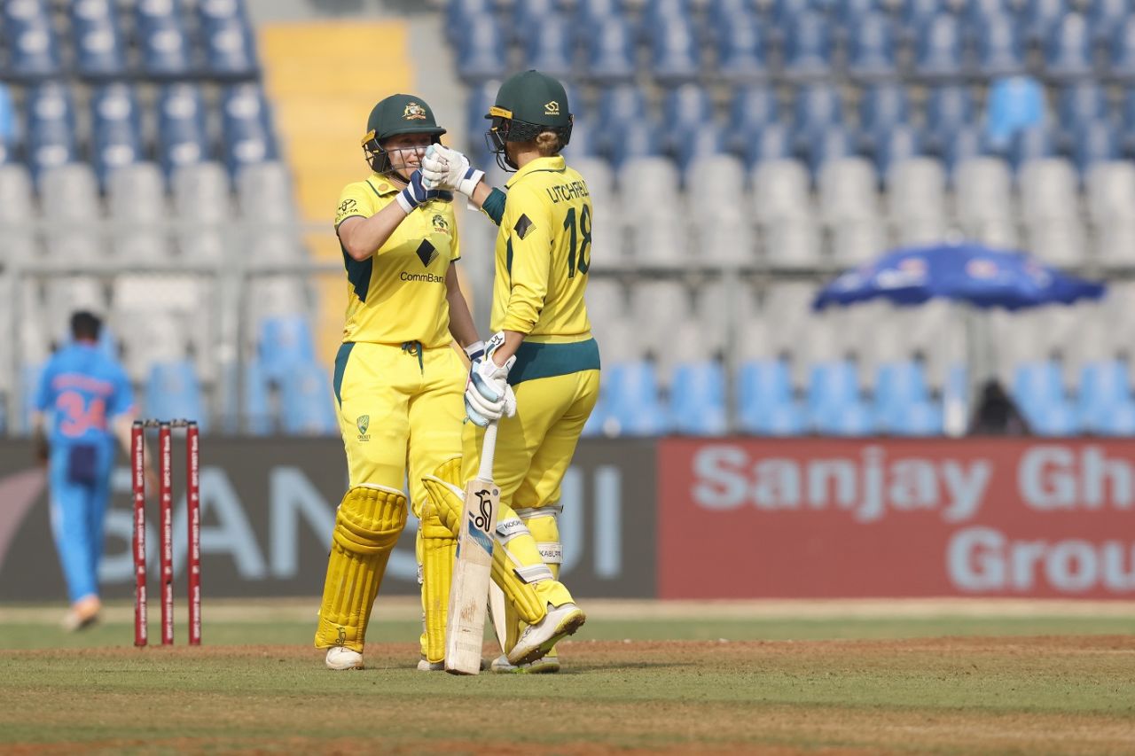 Phoebe Litchfield and Alyssa Healy put on Australia's highest opening stand against India, India vs Australia, 3rd women's ODI, Mumbai, January 2, 2024