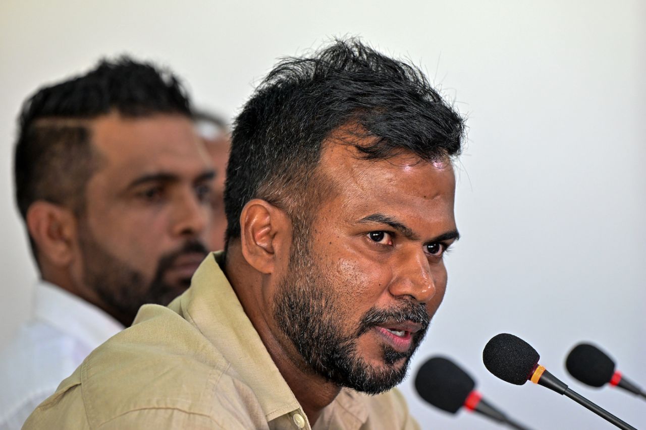 Upul Tharanga, chairman of Sri Lanka Cricket's selection committee, at a press conference in Colombo, January 3, 2024