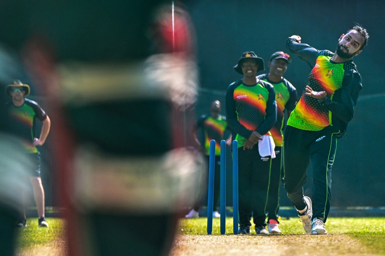 Faraz Akram in practice at the R Premadasa Stadium, Colombo, January 4, 2024