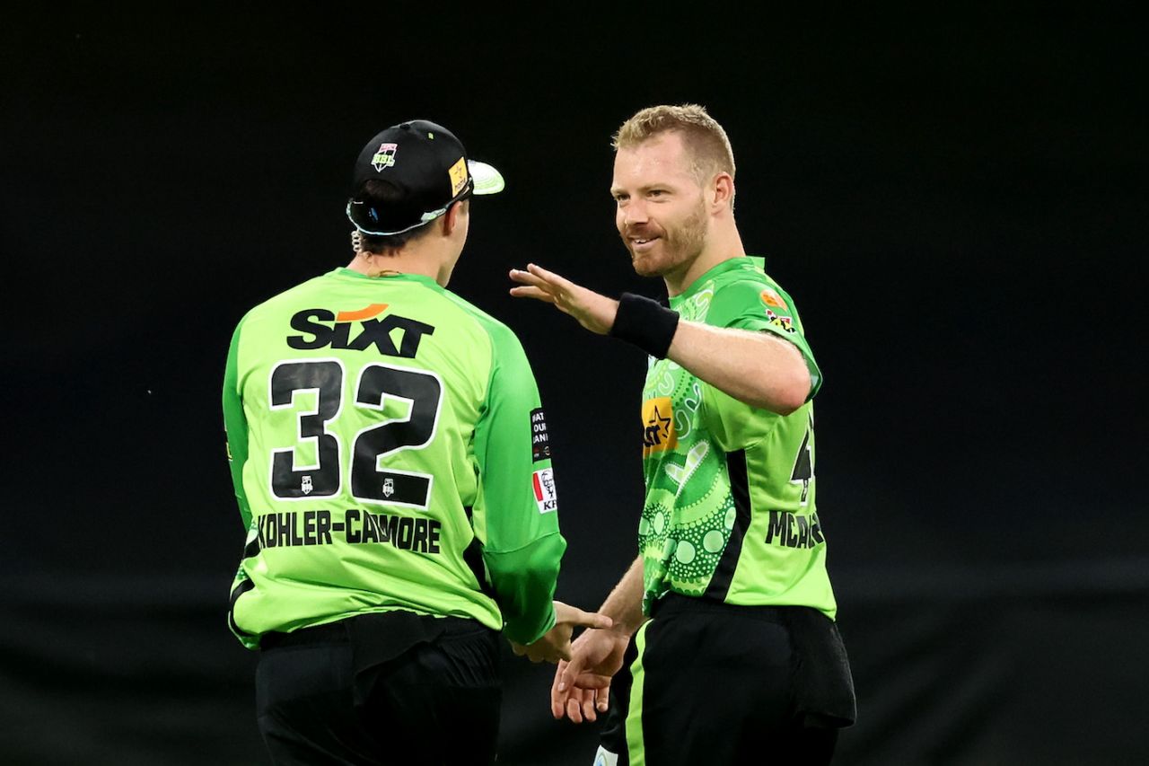 Nathan McAndrew picked up a couple of key wickets, Sydney Thunder vs Perth Scorchers, BBL, Sydney, January 8, 2024