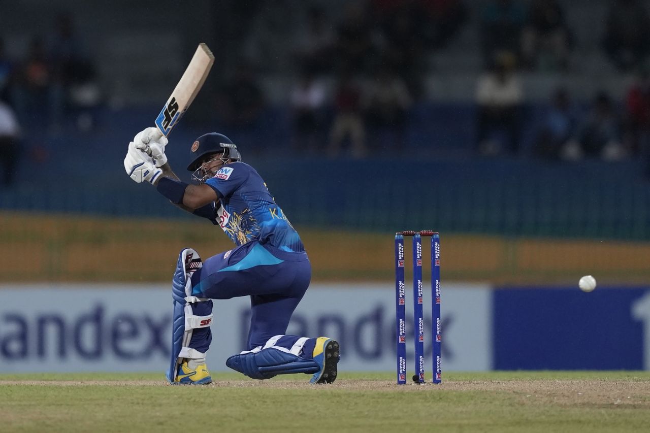 Kusal Mendis got a lucky break early, surviving a dismissal after Blessing Muzarabani overstepped, Sri Lanka vs Zimbabwe, 2nd ODI, Colombo, January 8, 2024