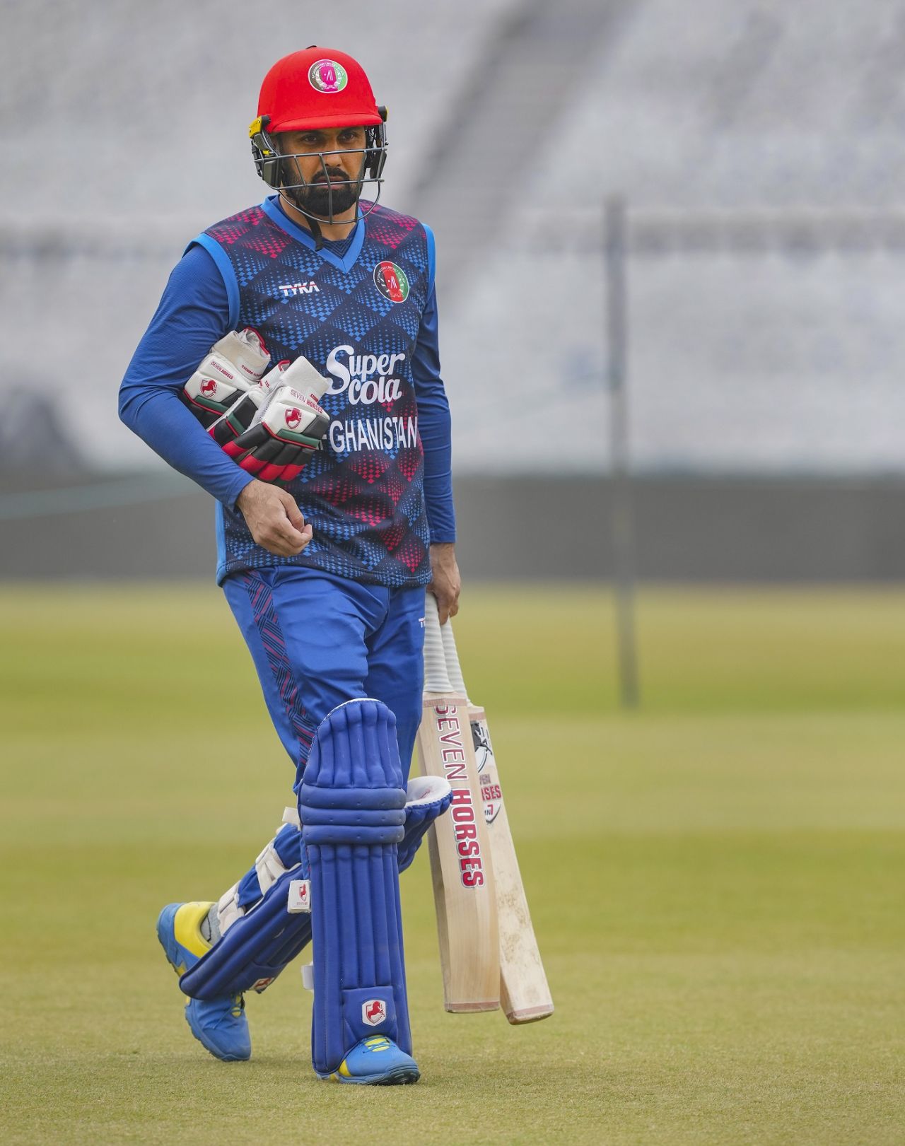 Mohammad Nabi prepares to bat at the nets, Mohali, January 10, 2024