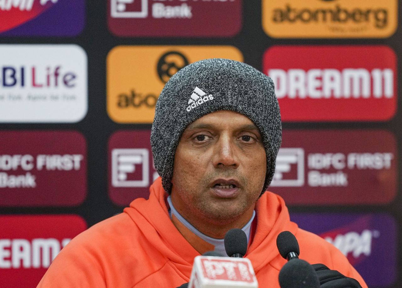 Rahul Dravid sports a beanie at his press conference Mohali, January 10, 2024