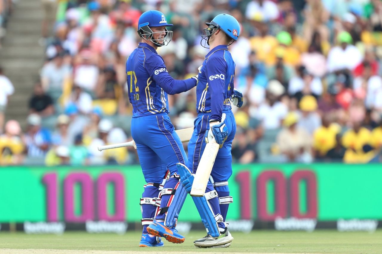 Rassie van der Dussen and Ryan Rickelton put on a 200-run opening partnership, Joburg Super Kings vs MI Cape Town, SA 20, Johannesburg, January 13, 2024