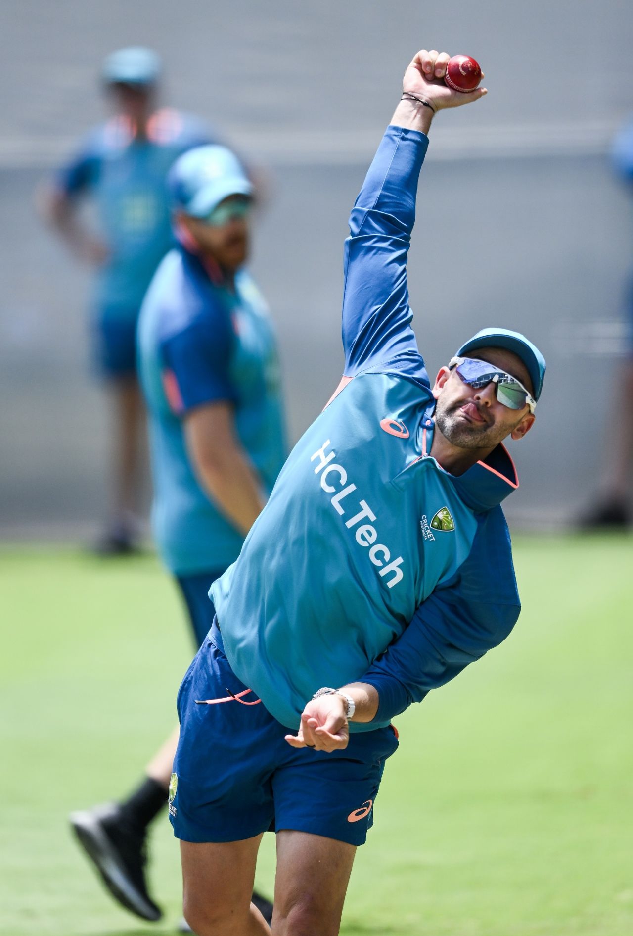 Nathan Lyon bowls during training, Australia vs West Indies, Adelaide, January 14, 2023