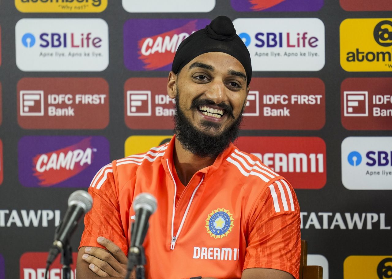 Arshdeep Singh was in a cheerful mood at the pre-match press conference, Bengaluru, January 16, 2024