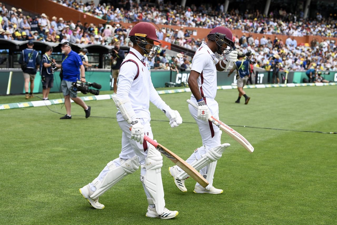 Tagenarine Chanderpaul and Kraigg Brathwaite walk out to open, Australia vs West Indies, 1st Test, Adelaide, first day January 17, 2024