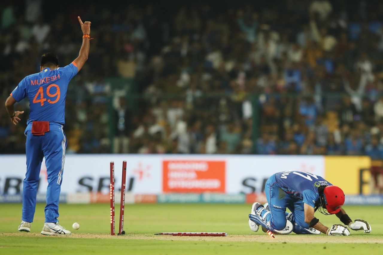 Karim Janat was run-out courtesy Sanju Samson's direct hit at non-striker's end, India vs Afghanistan, 3rd T20I, Bengaluru, January 17, 2024