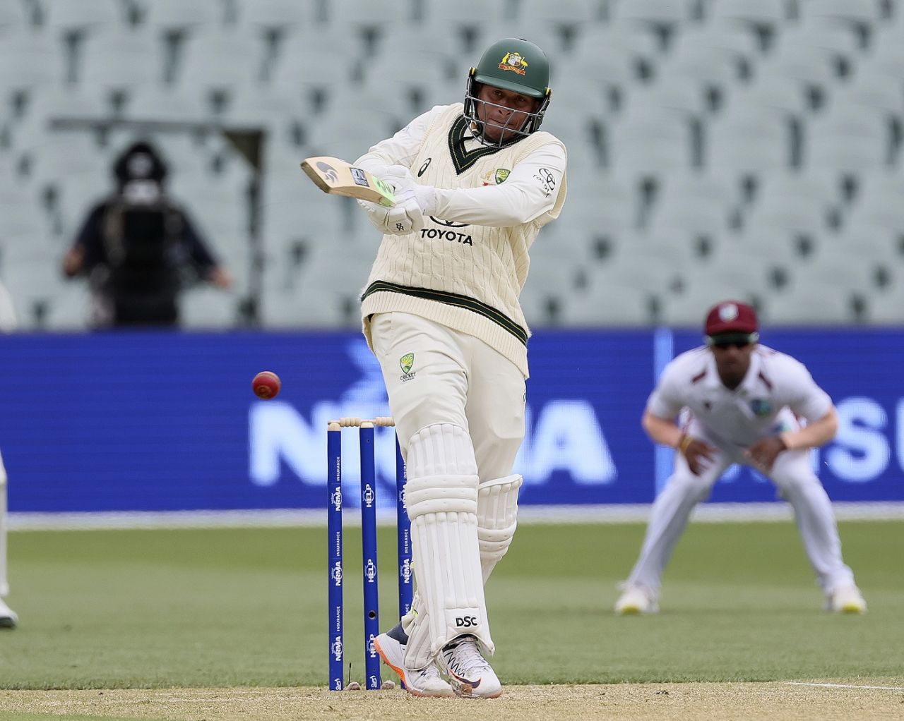 Usman Khawaja was largely untroubled after the early reprieve, Australia vs West Indies, 1st Test, Adelaide, 2nd day, January 18, 2024