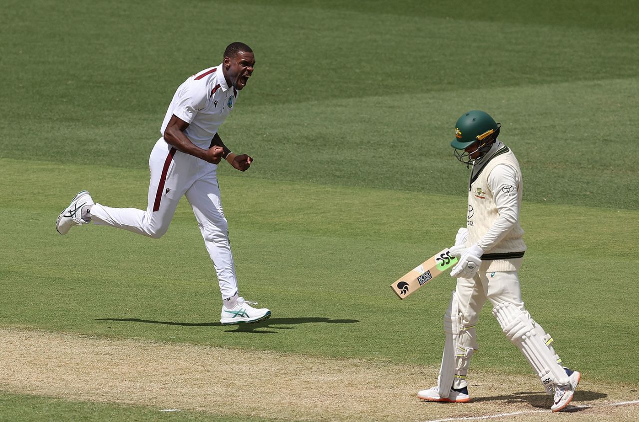 Justin Greaves claimed Usman Khawaja for his first Test wicket, Australia vs West Indies, 1st Test, Adelaide, 2nd day, January 18, 2024