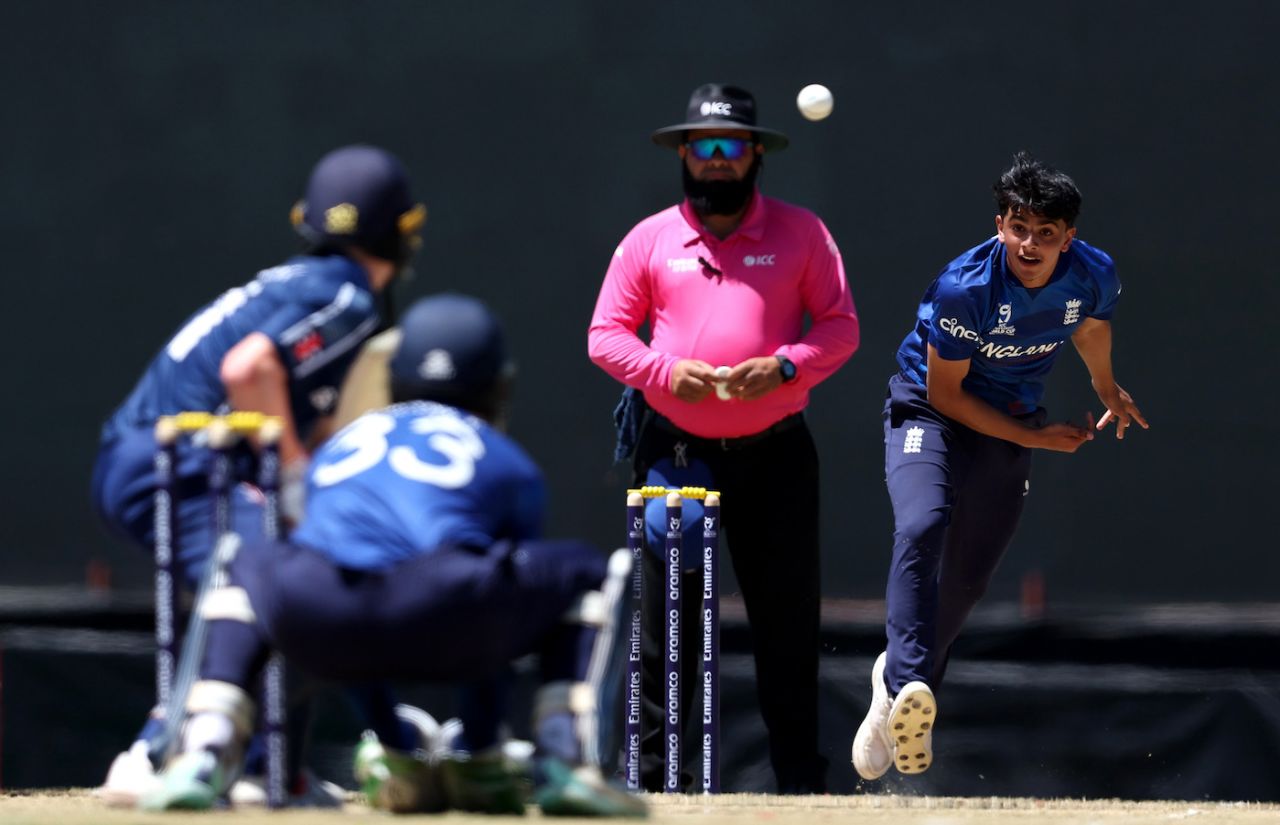 Farhan Ahmed picked up the first two wickets in the game, England vs Scotland, Under-19 World Cup, Potchefstroom, January 20, 2024