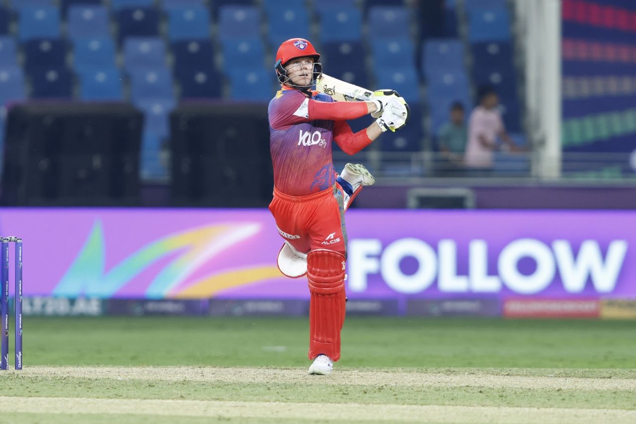 Jake Fraser-McGurk launches a six, MI Emirates vs Dubai Capitals, ILT20, Dubai, January 20, 2024