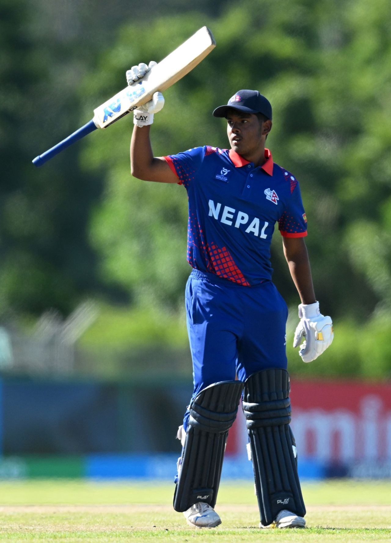 Arjun Kumal celebrates his fifty, Nepal vs New Zealand, East London, Under-19 Men's World Cup, January 21, 2024
