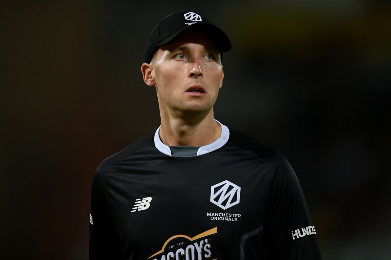Tom Hartley looks on, Trent Rockets vs Manchester Originals, Trent Bridge, Men's Hundred, August 17, 2023