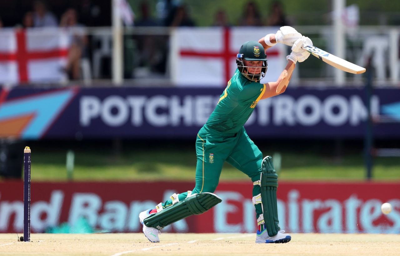 Dewan Marais steadied South Africa in the middle overs briefly, South Africa vs England, Under-19 World Cup 2024, Potchefstroom, January 23, 2024
