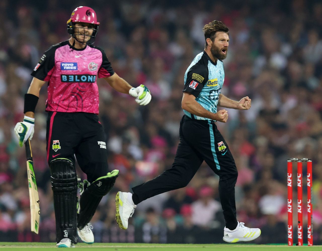 Michael Neser got Daniel Hughes in the first over of the chase, Sydney Sixers vs Brisbane Heat, BBL Final, Sydney Cricket Ground, January 24, 2024