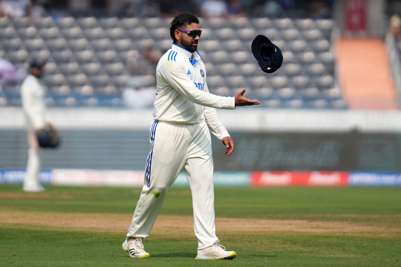 Rohit Sharma tosses his cap, India vs England, 1st Test, Hyderabad, 1st day, January 25, 2024