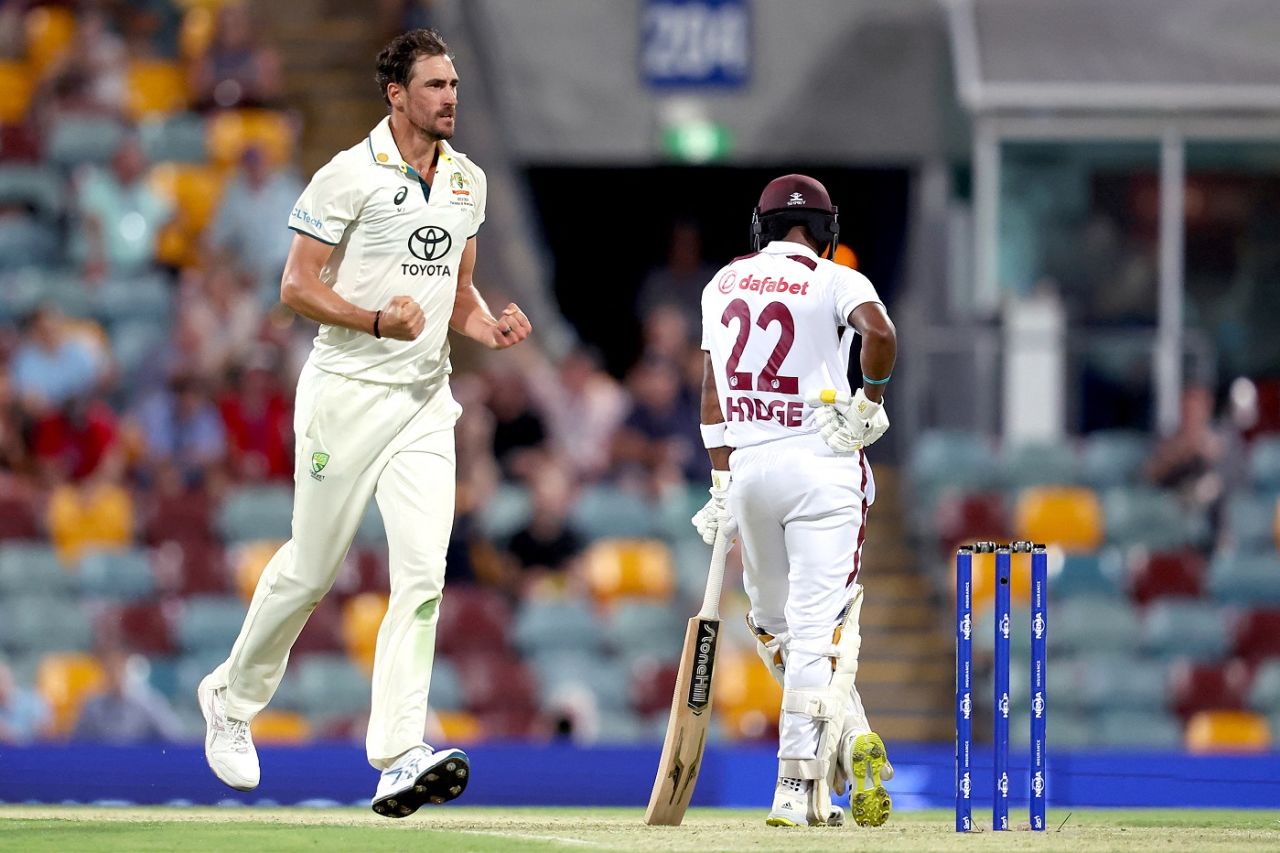 Mitchell Starc had Kavem Hodge nicking to the slips, Australia vs West Indies, 2nd Test, Brisbane, day 1, January 25, 2024