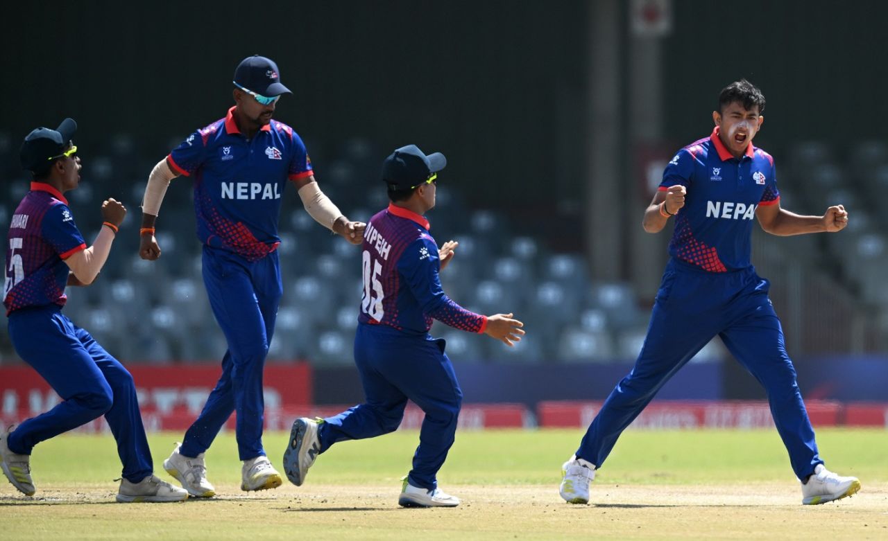 Aakash Chand ripped through the Afghanistan top order with three quick wickets, Afghanistan vs Nepal, U19 World Cup, East London, January 26, 2024 