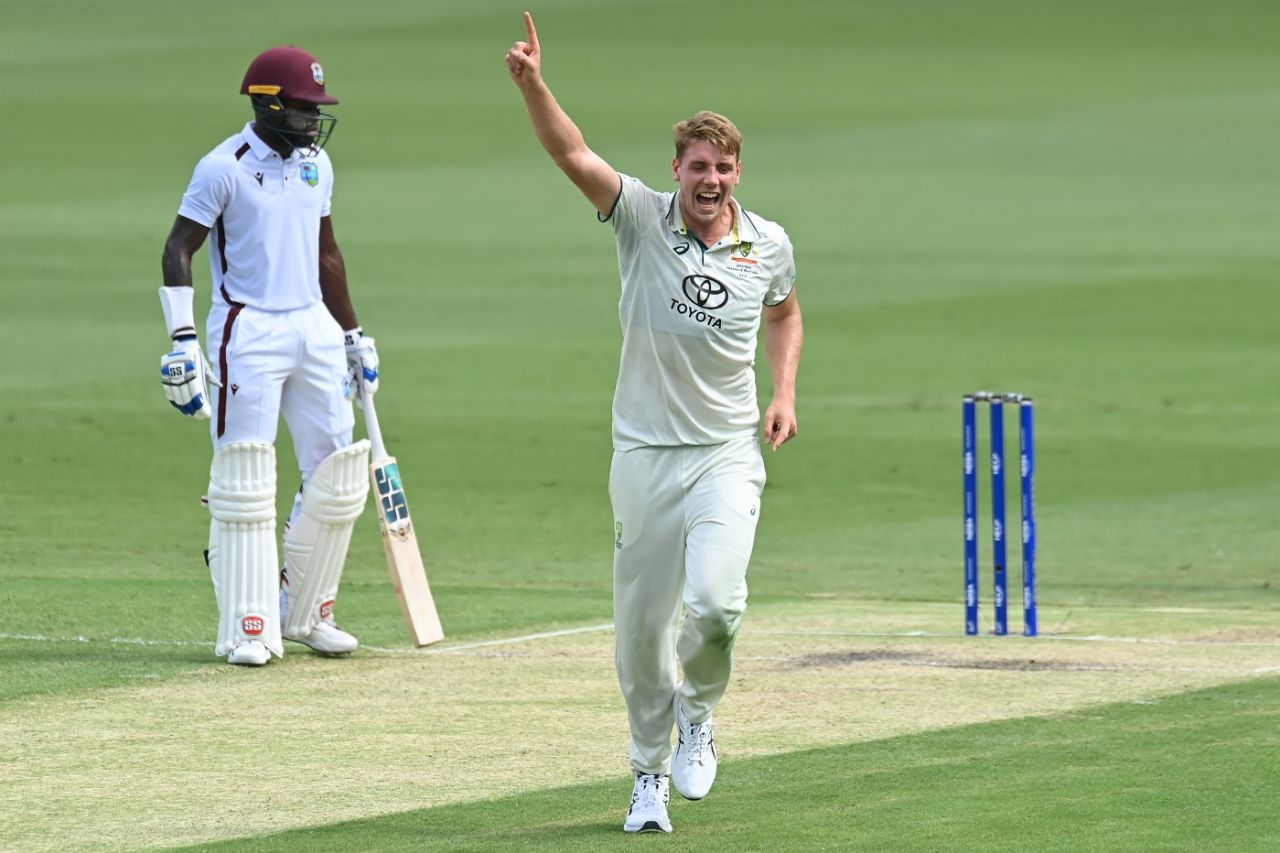 Cameron Green celebrates a wicket, Australia vs West Indies, 2nd Test, Brisbane, 3rd day, January 27, 2024