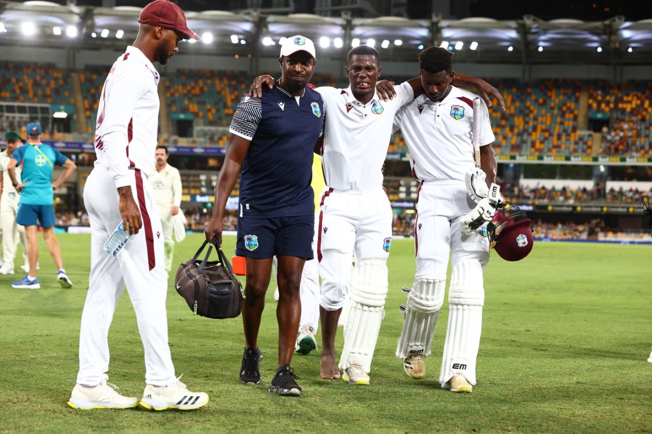 Shamar Joseph retired hurt with a damaged toe, Australia vs West Indies, 2nd Test, Brisbane, 3rd day, January 27, 2024