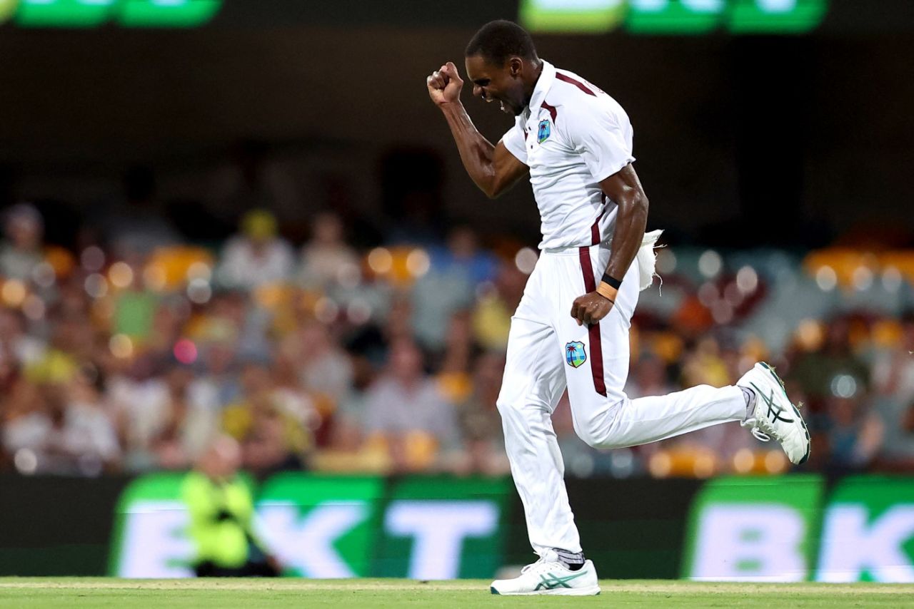 Justin Greaves is ecstatic after taking a wicket, Australia vs West Indies, 2nd Test, Brisbane, 3rd day, January 27, 2024