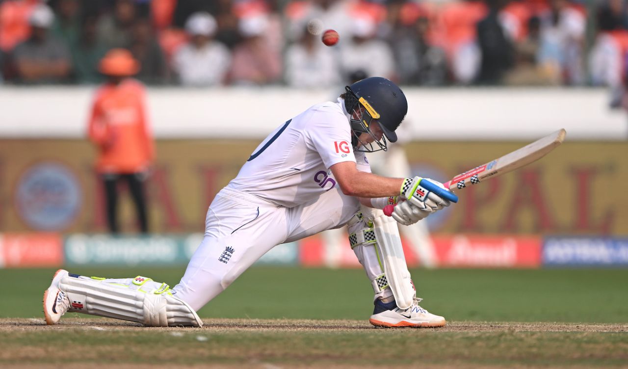 Ollie Pope scoops over the wicketkeeper for a boundary, India vs England, 1st Test, Hyderabad, 3rd day, January 27, 2024